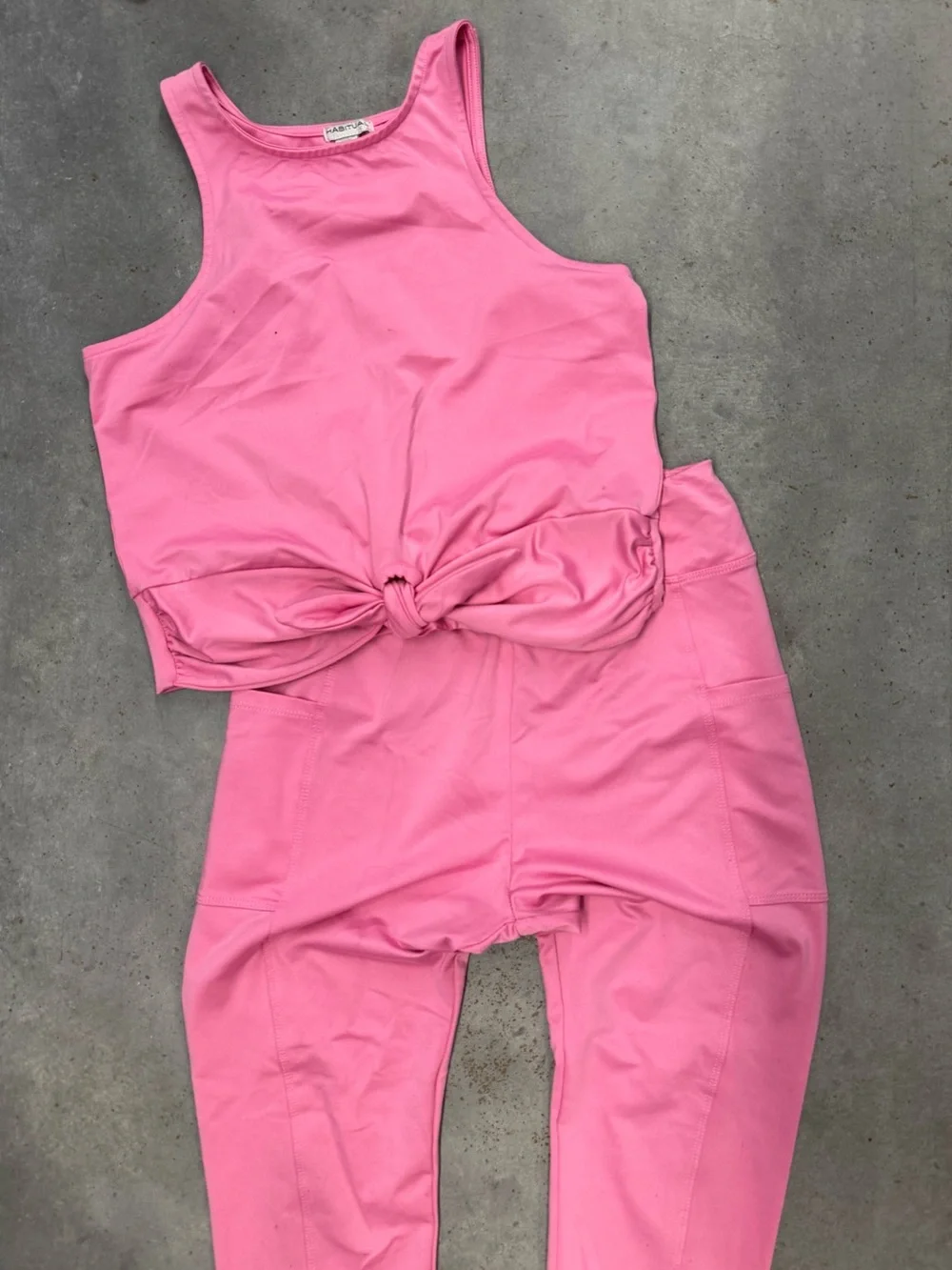 Habitual Girls Size 16 Pink Activewear 2 Piece Tank Leggings Matching Set